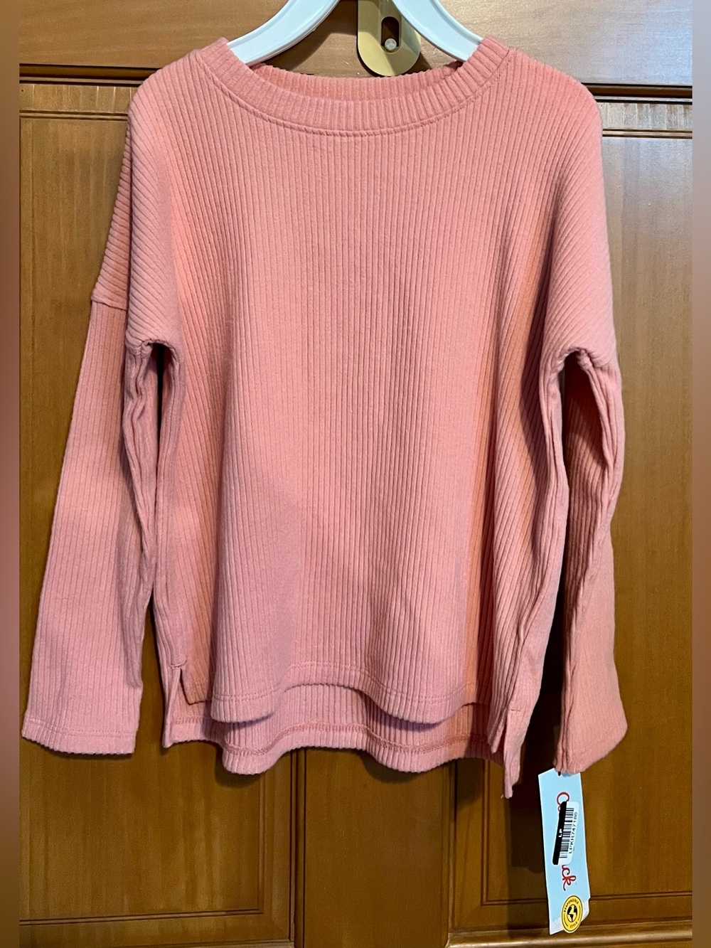 Cat & Jack Coral Ribbed Crewneck Sweater
